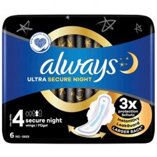 Always Ultra Thin Гигиенические прокладки Безопасная ночь 6шт