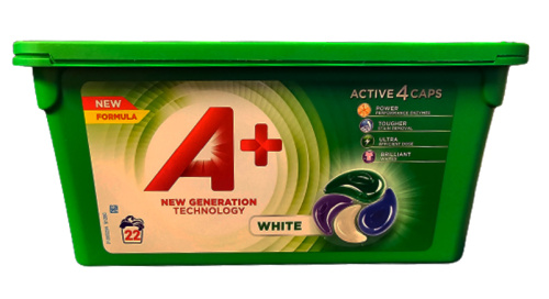 A+ Active4 White 22 жидкие таблетки для стирки белого белья 